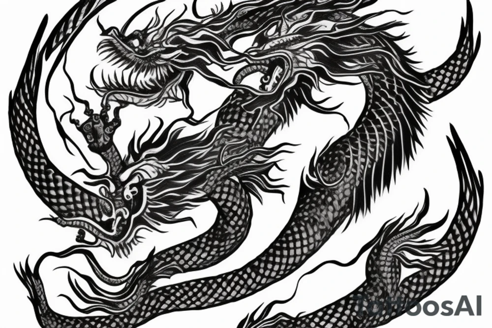 Chinese Dragon with brave heart and warrior spirit inspiring discipline, humbleness and wisdom tattoo idea