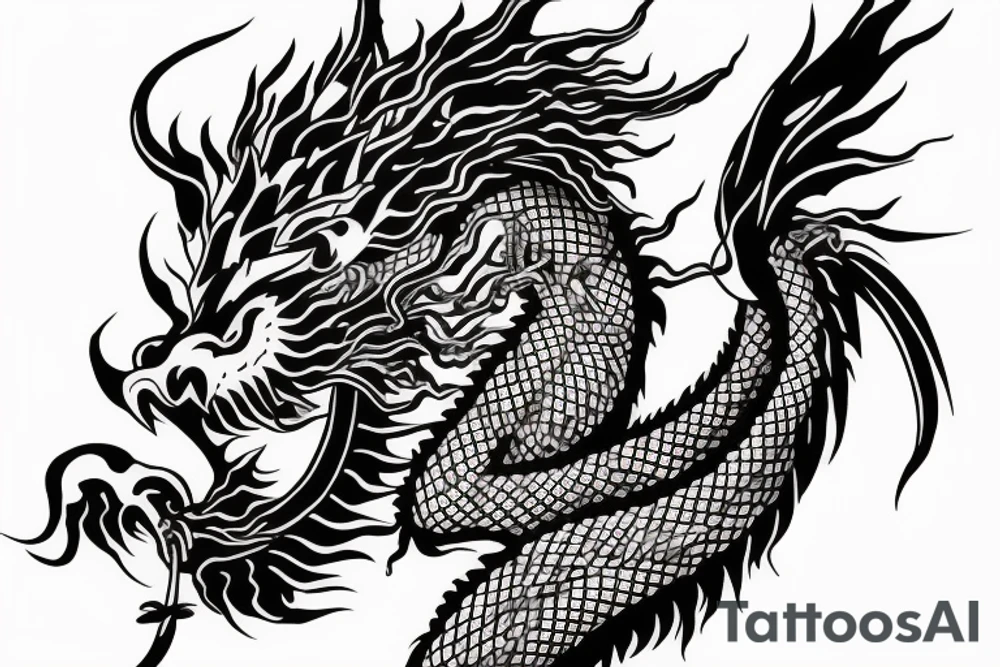 Chinese Dragon with brave heart and warrior spirit inspiring discipline, humbleness and wisdom tattoo idea