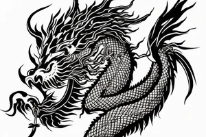 Chinese Dragon with brave heart and warrior spirit inspiring discipline, humbleness and wisdom tattoo idea