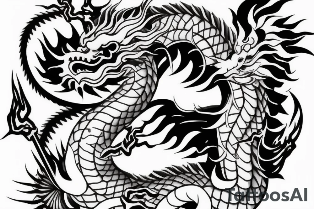 Chinese Dragon with brave heart and warrior spirit inspiring discipline, humbleness and wisdom tattoo idea