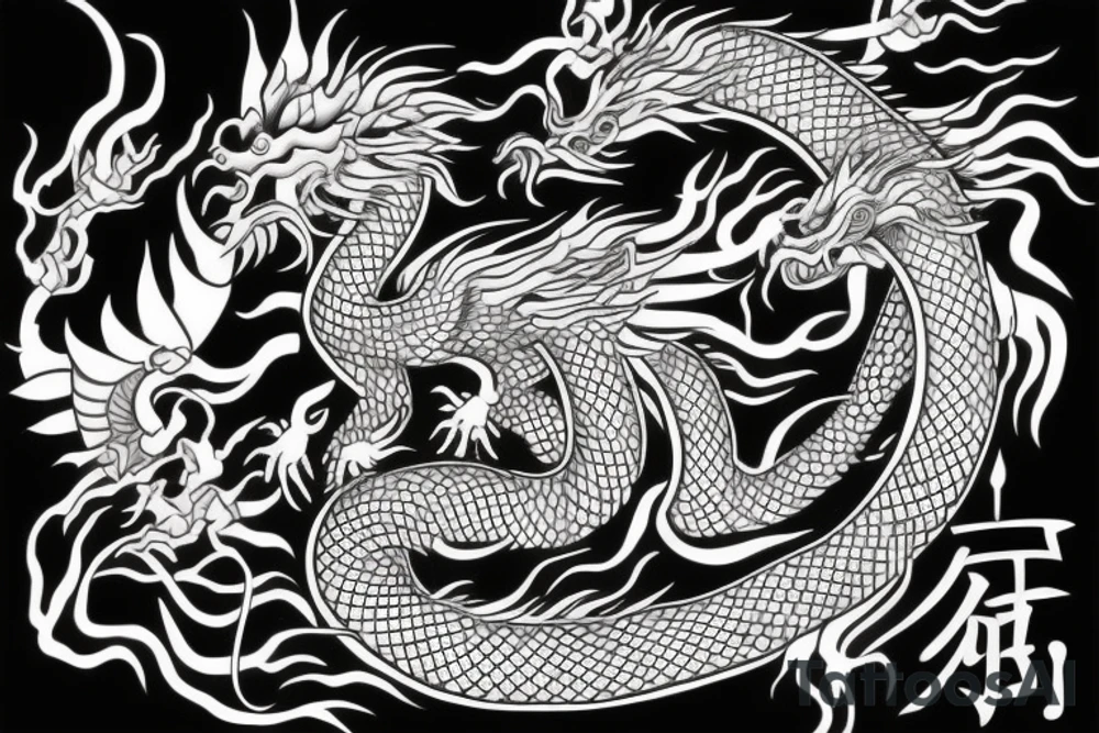 Chinese Dragon with brave heart and warrior spirit inspiring discipline, humbleness and wisdom tattoo idea
