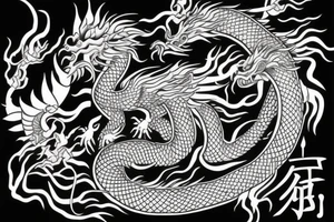 Chinese Dragon with brave heart and warrior spirit inspiring discipline, humbleness and wisdom tattoo idea