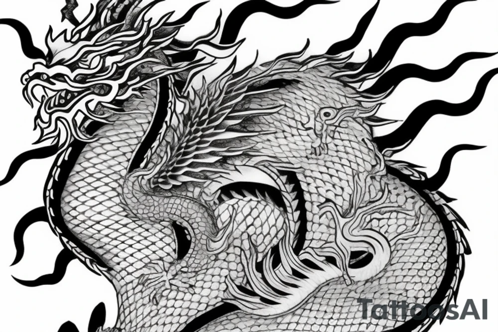 Chinese Dragon with brave heart and warrior spirit inspiring discipline, humbleness and wisdom tattoo idea