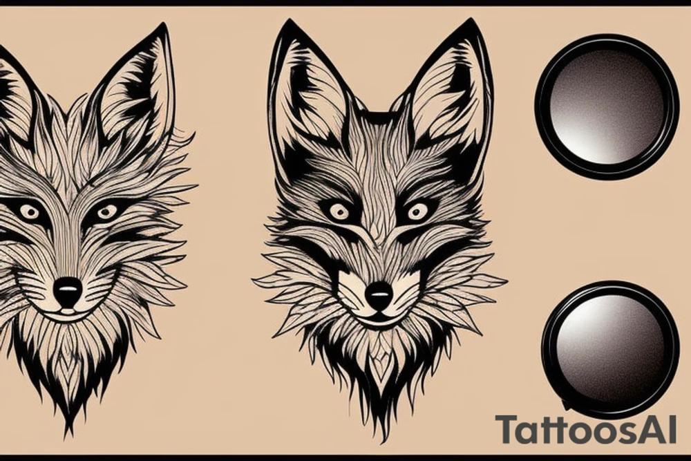 Old Fox staring in a mirror seeing younger version of itself as a reflection tattoo idea