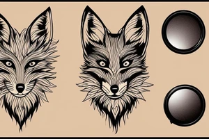 Old Fox staring in a mirror seeing younger version of itself as a reflection tattoo idea