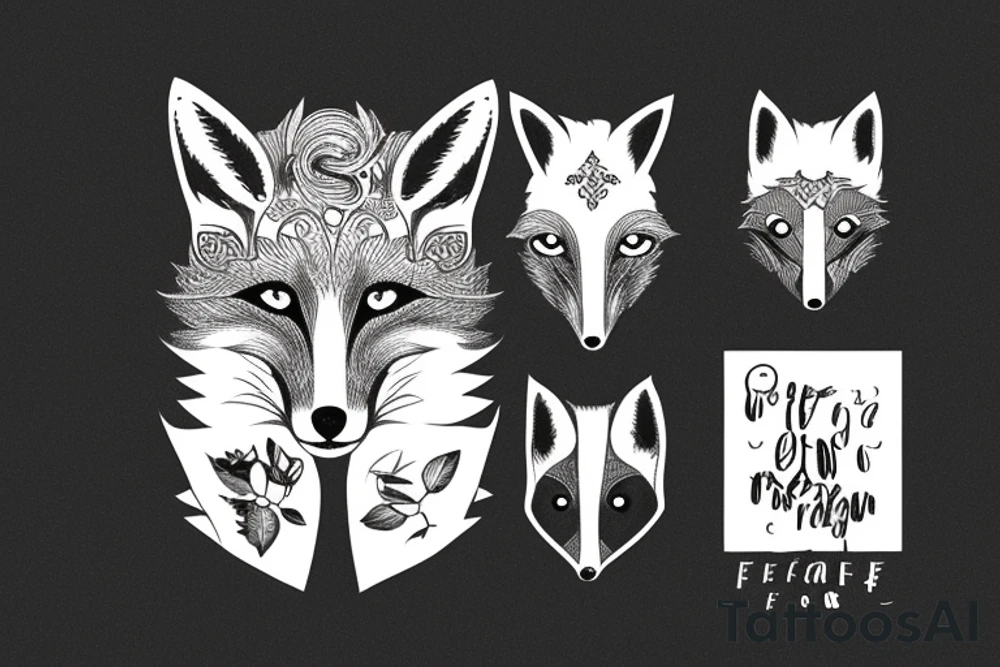 Old Fox staring in a mirror seeing younger version of itself as a reflection tattoo idea