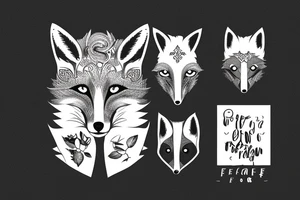 Old Fox staring in a mirror seeing younger version of itself as a reflection tattoo idea