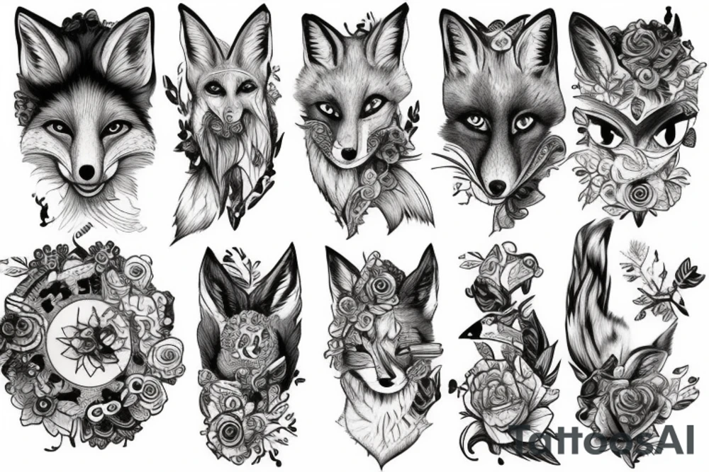 Fox looking in mirror tattoo idea