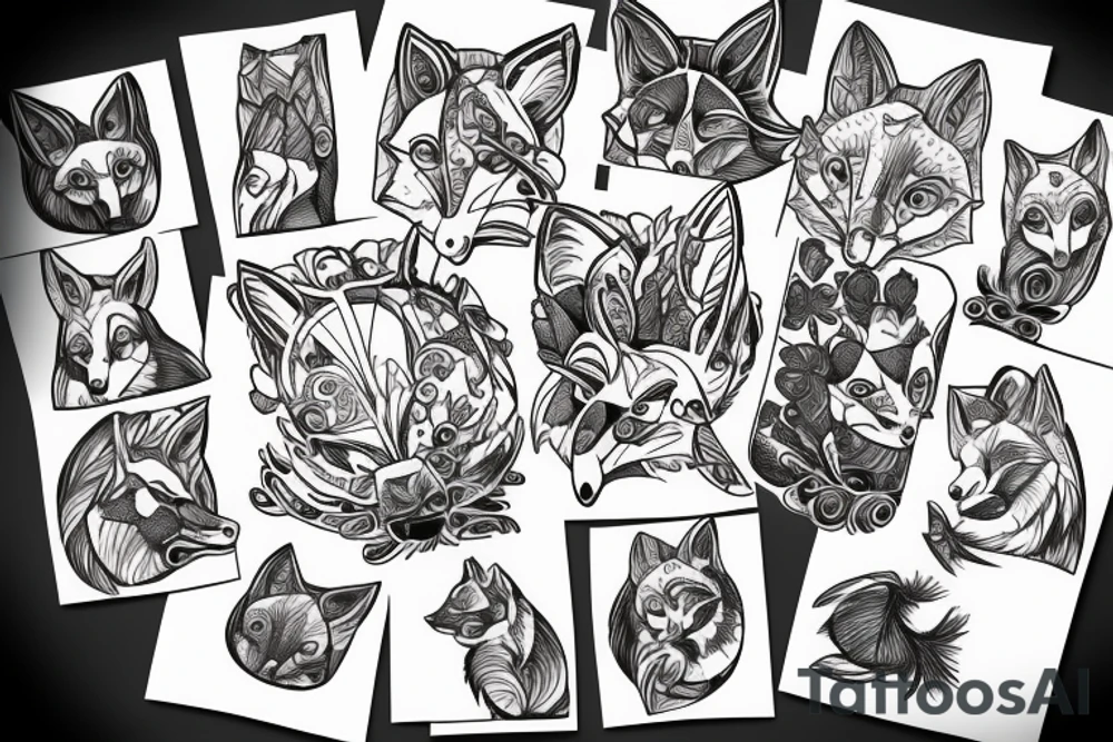 Fox looking at reflection tattoo idea