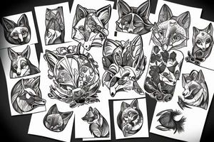 Fox looking at reflection tattoo idea