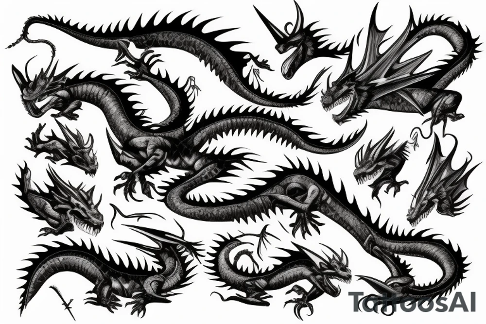 digital dragon tattoo idea
