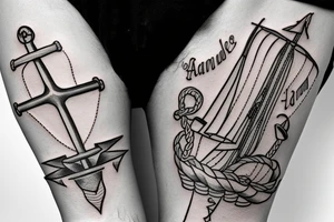 a ship anchor with family engraved on it tattoo idea