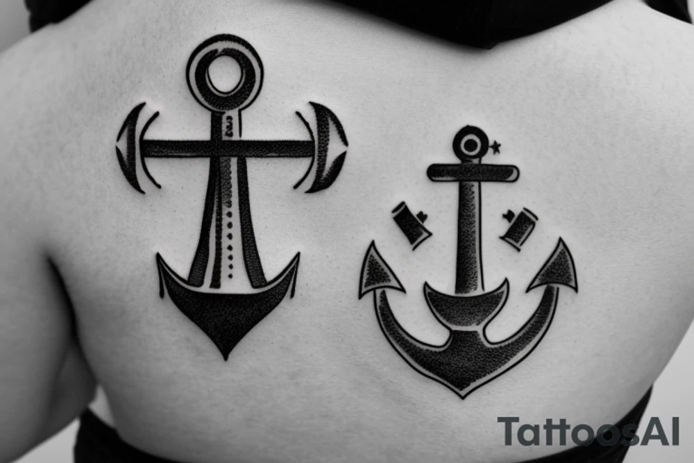 a ship anchor with family engraved on it tattoo idea