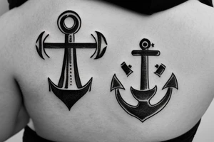 a ship anchor with family engraved on it tattoo idea