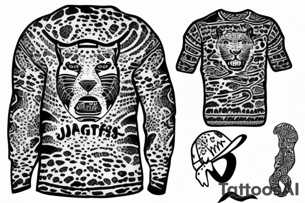 Jaguar with cool hat and sweater tattoo idea