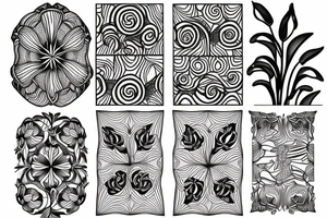 Iris flower with geometric patterns around tattoo idea