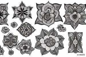 Iris flower with geometric patterns around tattoo idea