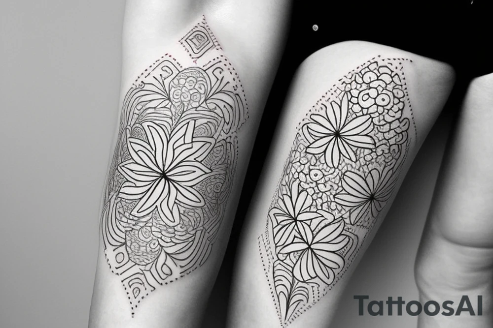 Iris flower with geometric patterns on the petals tattoo idea Iris flower with geometric patterns on the petals tattoo idea
