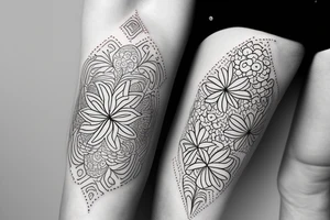 Iris flower with geometric patterns on the petals tattoo idea