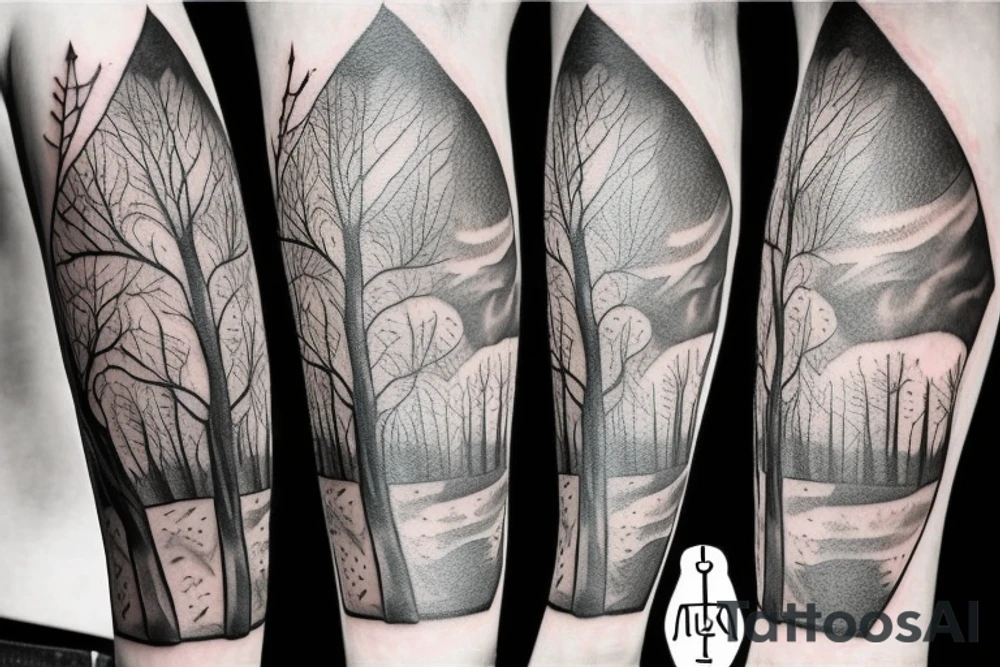 Trees, film, 3 clocks, wolf head tattoo idea