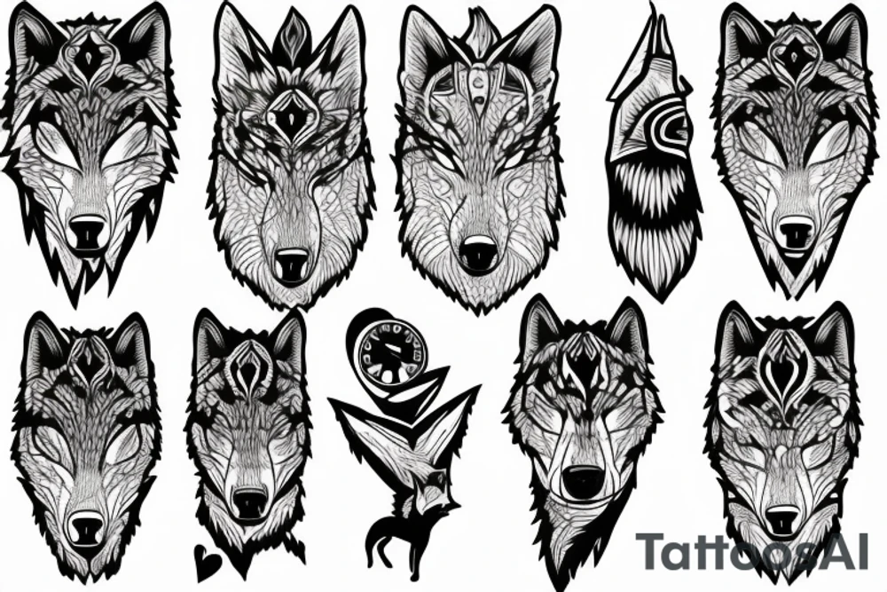 Trees, film, 3 clocks, wolf head tattoo idea