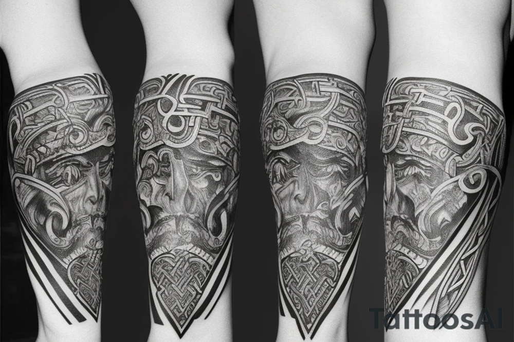 Arm sleeve based on vikings men tattoo idea