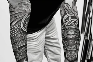 Arm sleeve based on vikings men tattoo idea