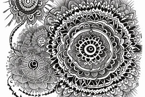 Mandala, quote in cursive, smoke, spine tattoo idea