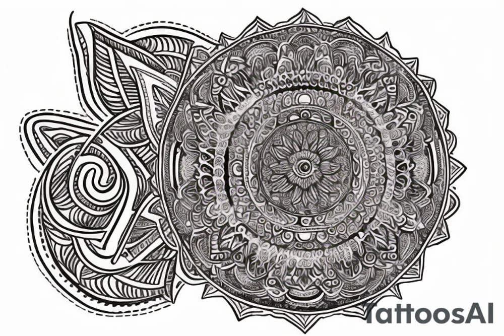 Mandala, writing, smoke, spine tattoo, long line tattoo idea