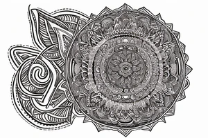 Mandala, writing, smoke, spine tattoo, long line tattoo idea