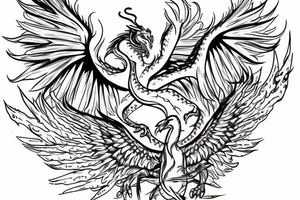 a Phoenix and a dragon coming out of a compass tattoo idea