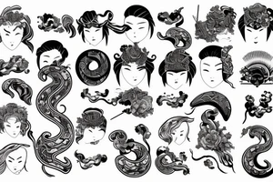 Katana surrounded by asian-style waves tattoo idea