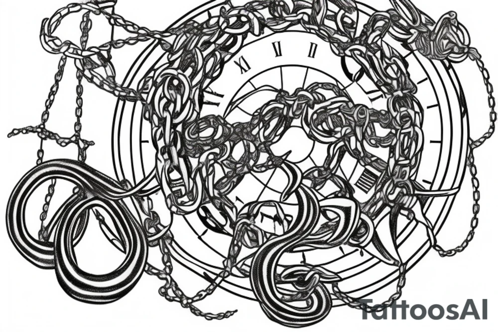 chains in the shape of infinity written inside your time is limited tattoo idea