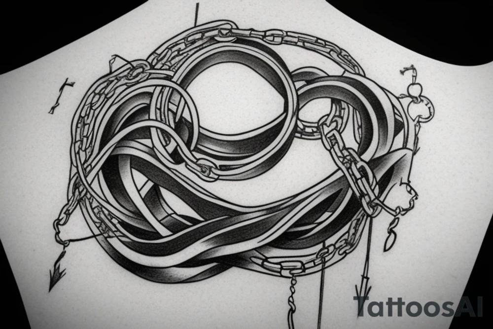 chains in the shape of infinity written inside your time is limited tattoo idea