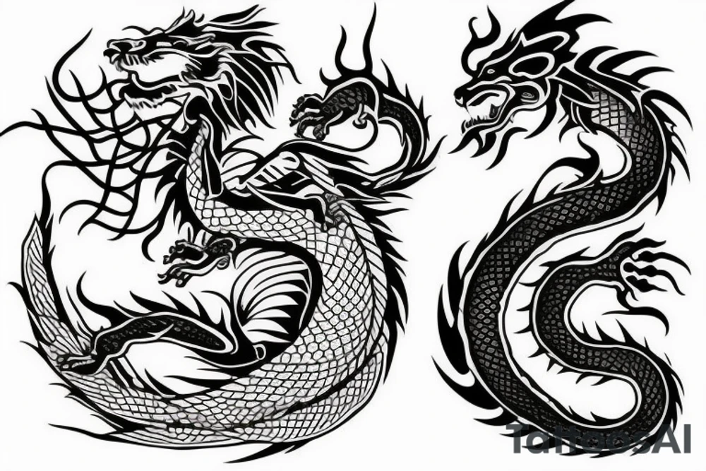 Dragon with lion tattoo idea