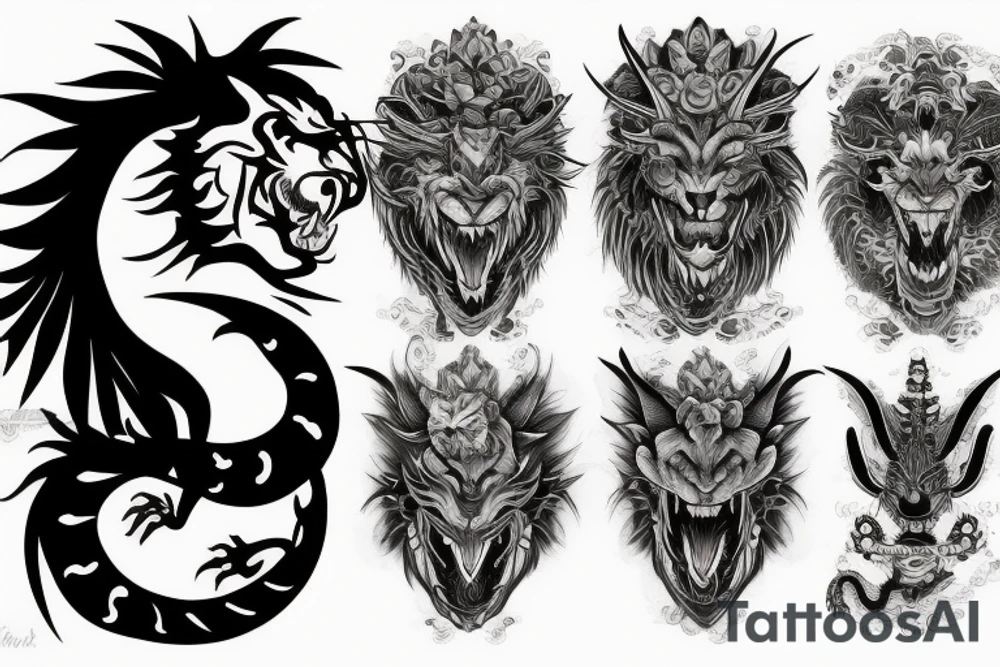 Dragon with lion tattoo idea