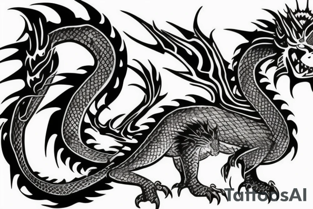 Dragon with lion tattoo idea
