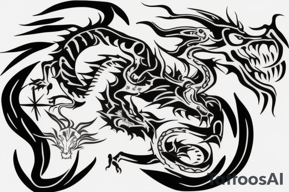 Dragon with lion tattoo idea