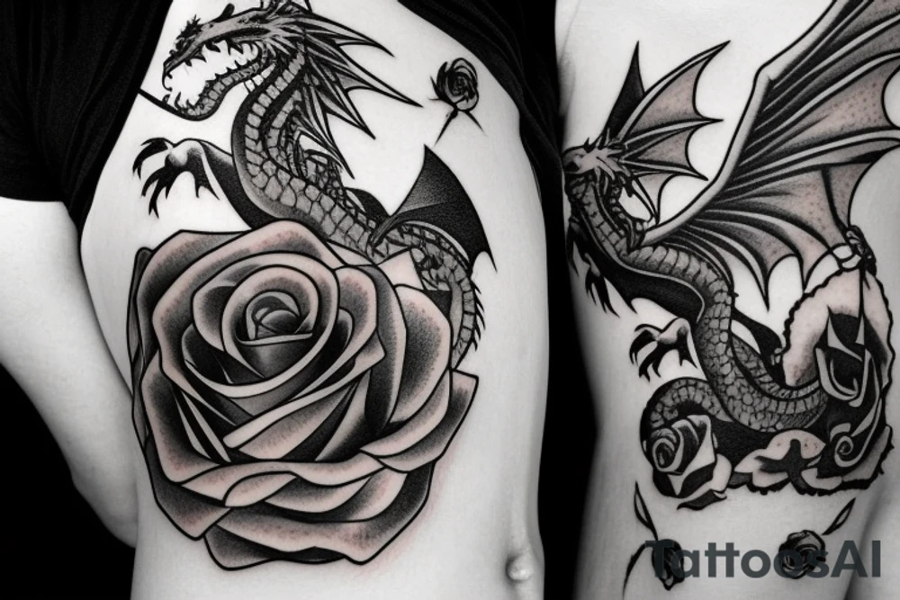 Anchor wrapped by a dragon with a rose and crows in the background tattoo idea Anchor wrapped by a dragon with a rose and crows in the background tattoo idea