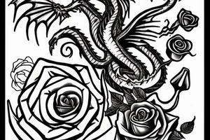 Anchor wrapped by a dragon with a rose and crows in the background tattoo idea