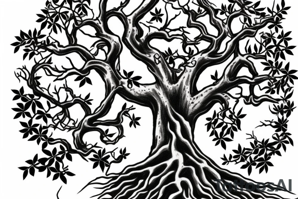 Tree with skull in the roots tattoo idea