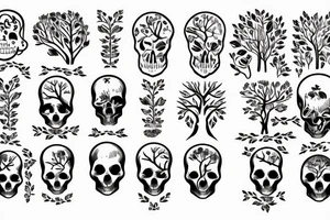 Tree growing through skull tattoo idea