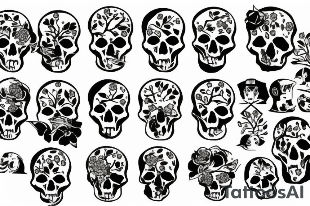 Tree growing through skull tattoo idea