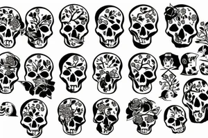 Tree growing through skull tattoo idea