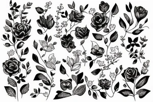 cat in a flower bush tattoo idea