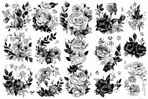 cat in a flower bush tattoo idea