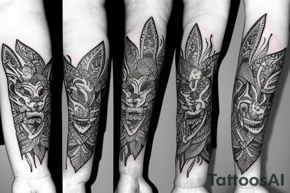 Lone wolf on forearm with flowers tattoo idea