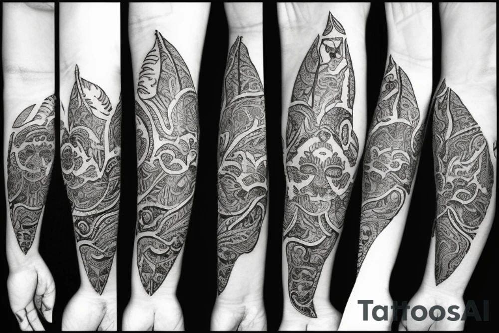 Lone wolf on forearm with flowers tattoo idea