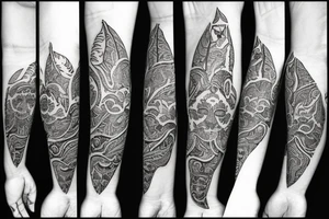 Lone wolf on forearm with flowers tattoo idea