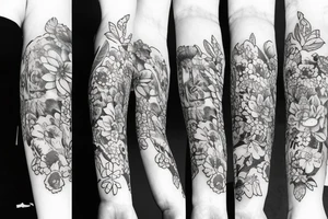 Lone wolf on forearm with flowers tattoo idea